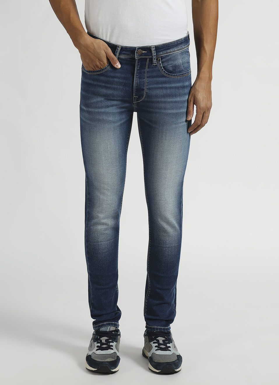 Chinox Blue Mid Rise Skinny Gymindigo Jeans, , large image number 2