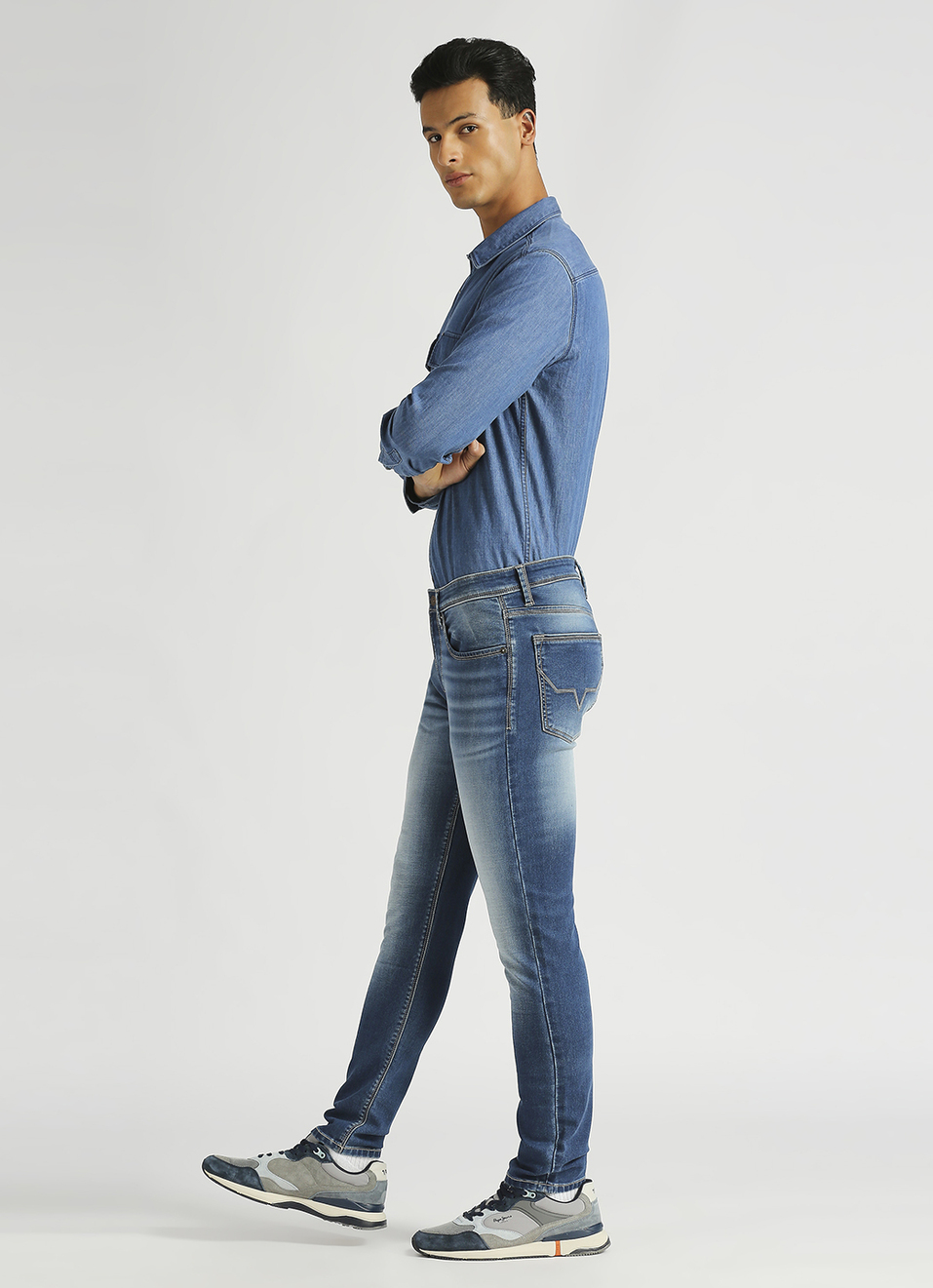 Chinox Blue Mid Rise Skinny Gymindigo Jeans, , large image number 6