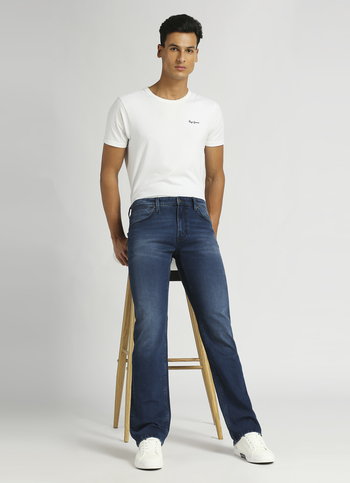Holborne Dark Blue Mid Rise Straight Fit Jeans