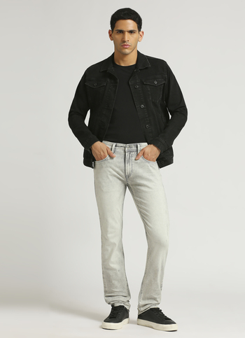 Vapour Light Grey Mid Rise Slim Fit Powerflex Jeans