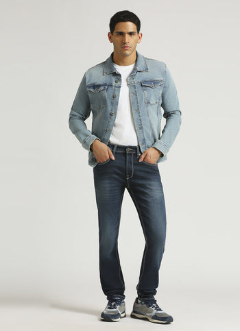 Vapour Dark Blue Low Rise Tapered Gymindigo Jeans