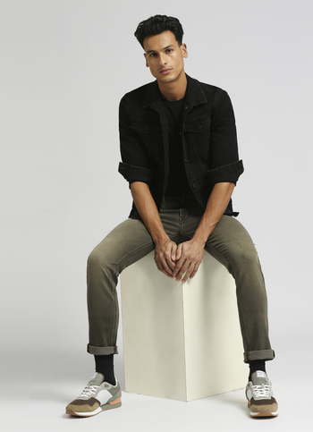 Vapour Brown Low Rise Tapered Jeans