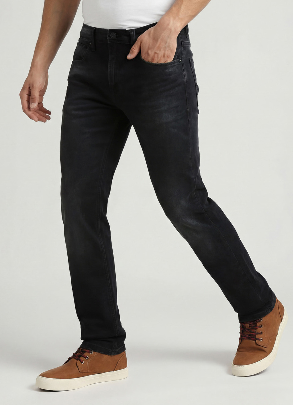 Vapour Black Mid Rise Slim Fit Jeans, , large image number 0