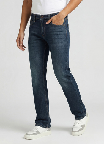 Marvis Dark Blue Mid Rise Straight Fit Jeans