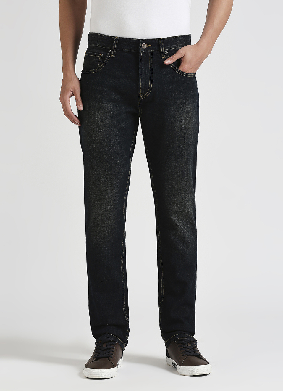 Vendie Dark Blue Mid Rise Straight Fit Jeans, , large image number 2