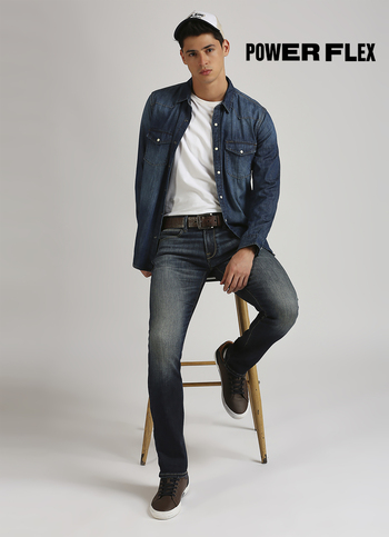 Vapour Dark Blue Mid Rise Slim Fit Powerflex Jeans