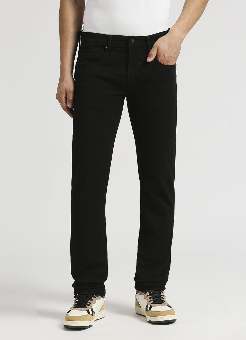 Vapour Black Mid Rise Slim Fit Jeans, , large image number 2