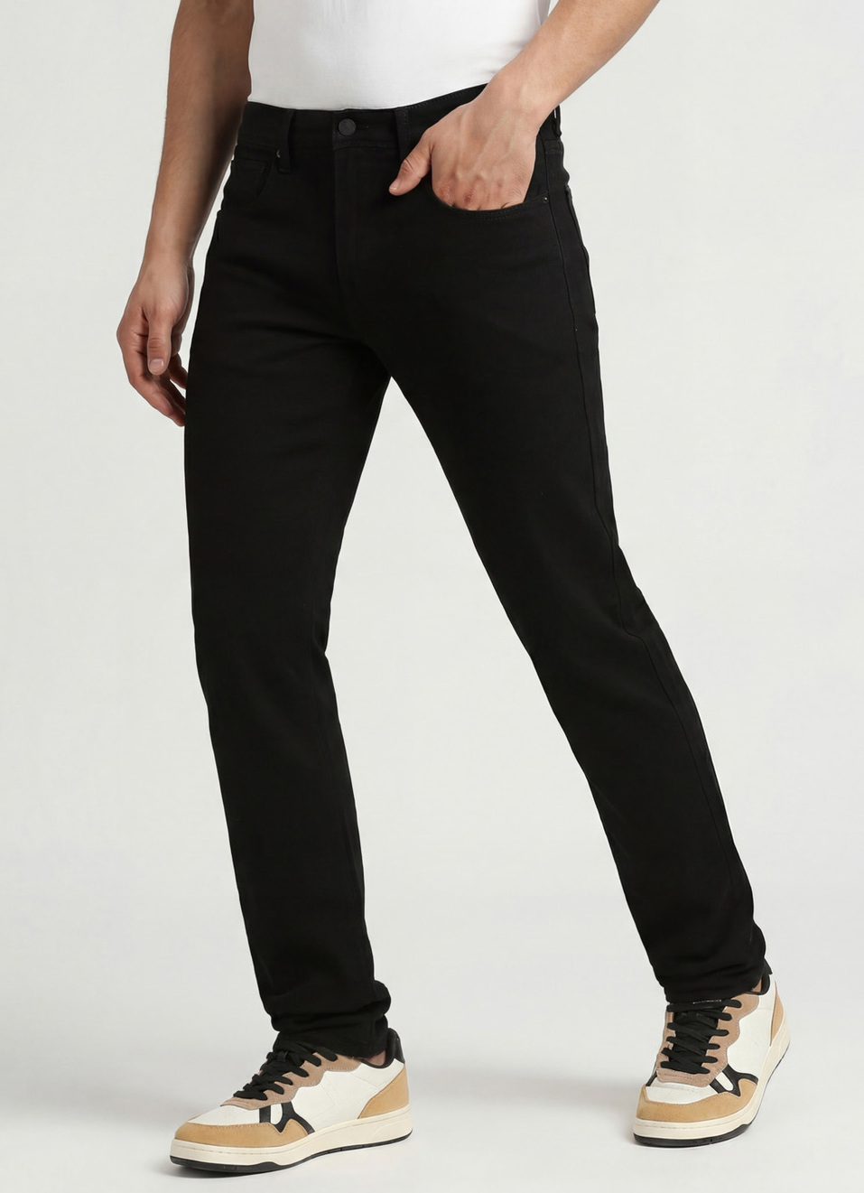 Vapour Black Mid Rise Slim Fit Jeans, , large image number 0
