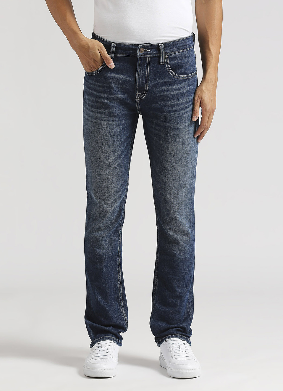 Vendie Dark Blue Mid Rise Straight Fit Jeans, , large image number 2