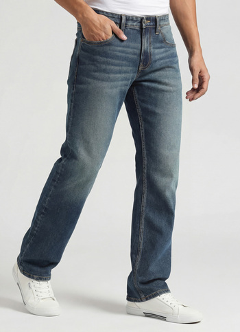 Kingston Mid Rise Dark Blue Straight Fit Jeans