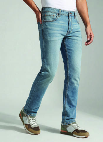Vendie Green Tinted Mid Waist Straight Leg Jeans