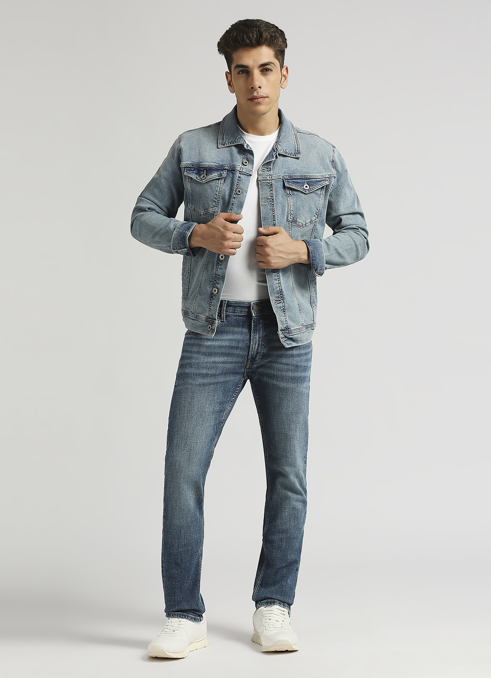 Vapour Blue Mid Rise Slim Fit Jeans, , large image number 1