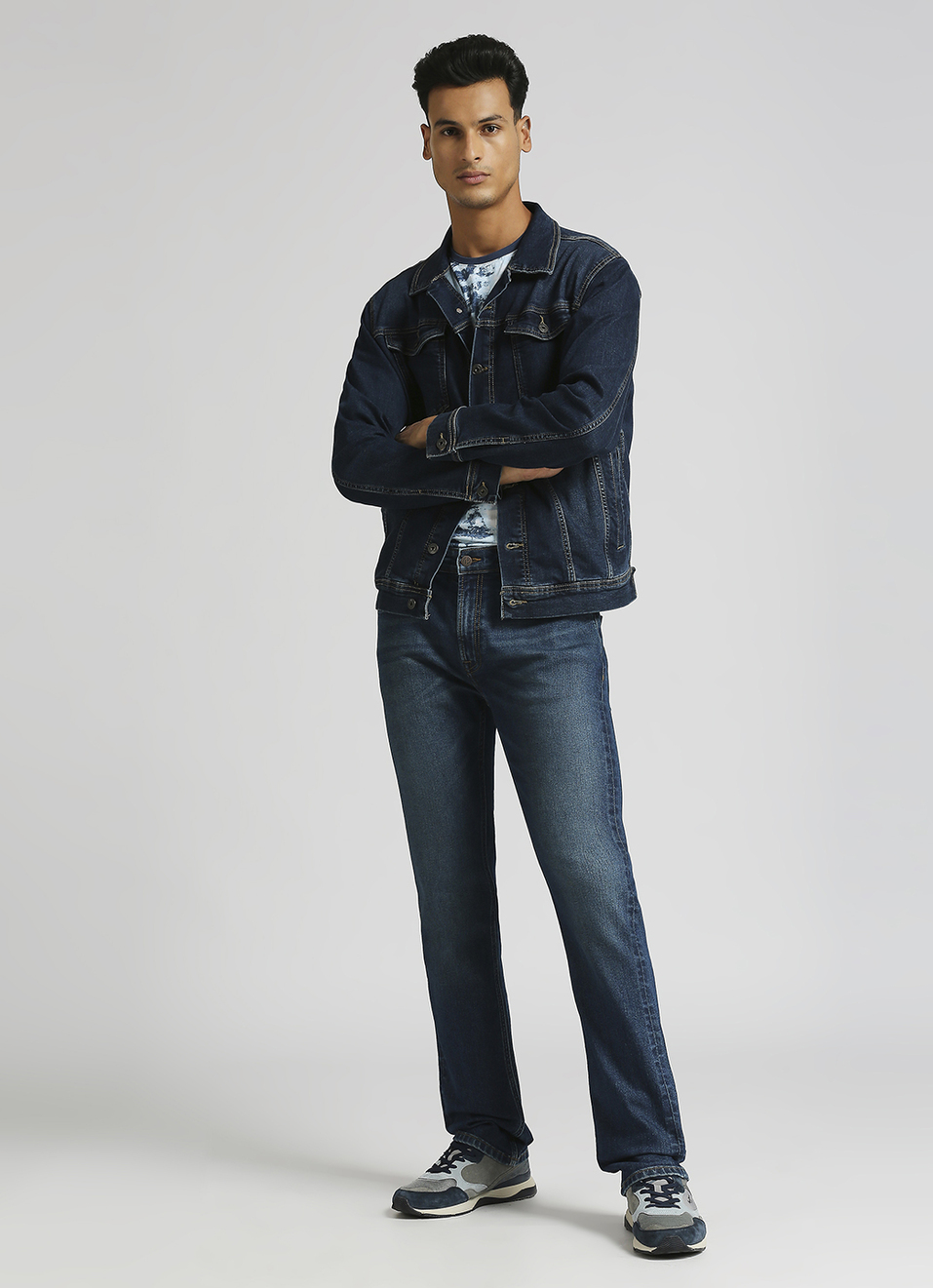 Holborne Blue Mid Rise Straight Fit Jeans, , large image number 1