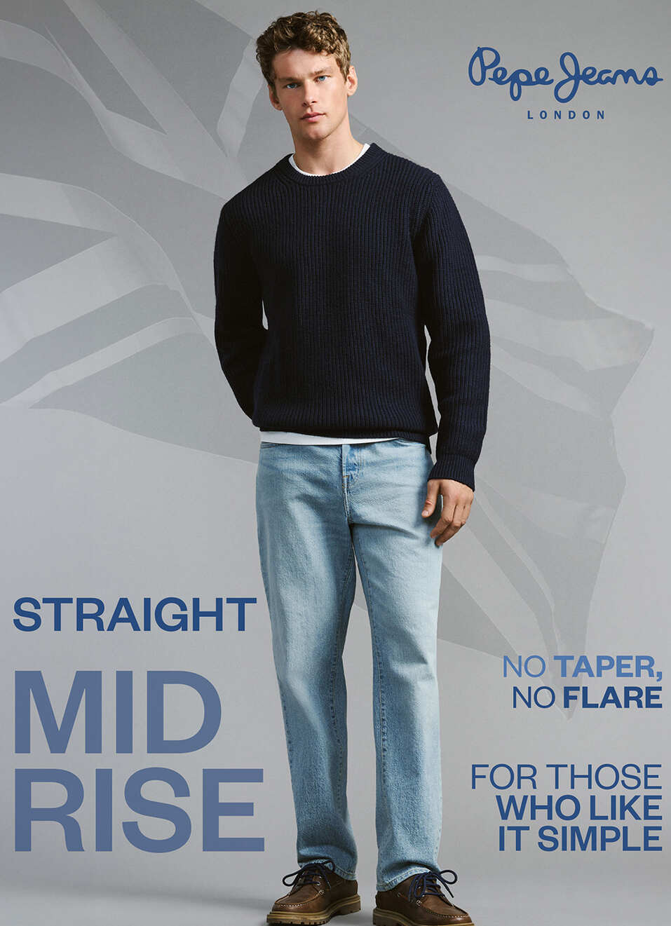 Holborne Blue Mid Rise Straight Fit Jeans, , large image number 7