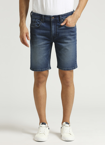Chinox Dark Blue Mid Rise Slim Fit Shorts