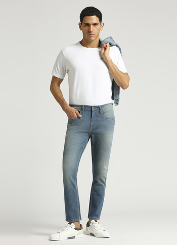 Chinox Distressed Blue Mid Rise Ankle Jeans