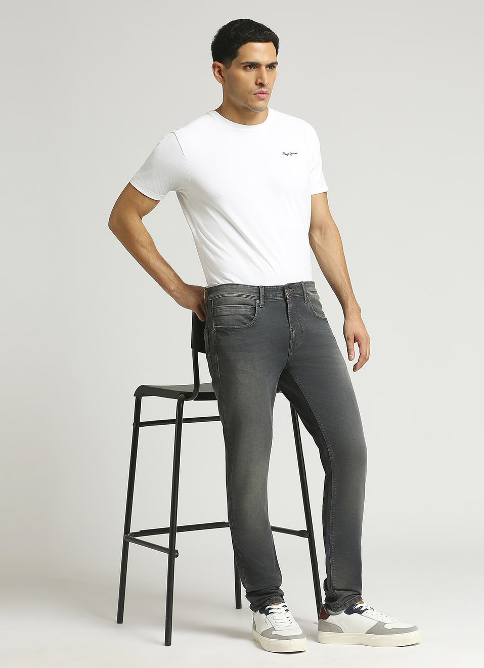 Chinox Grey Mid Rise Skinny Fit Gymindigo Jeans, , large image number 1