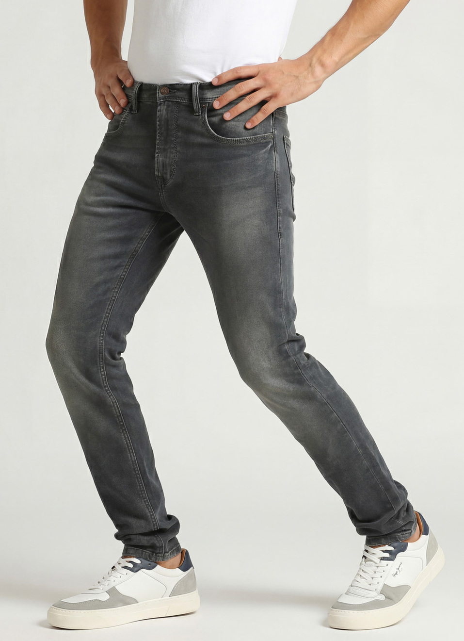 Chinox Grey Mid Rise Skinny Fit Gymindigo Jeans, , large image number 0
