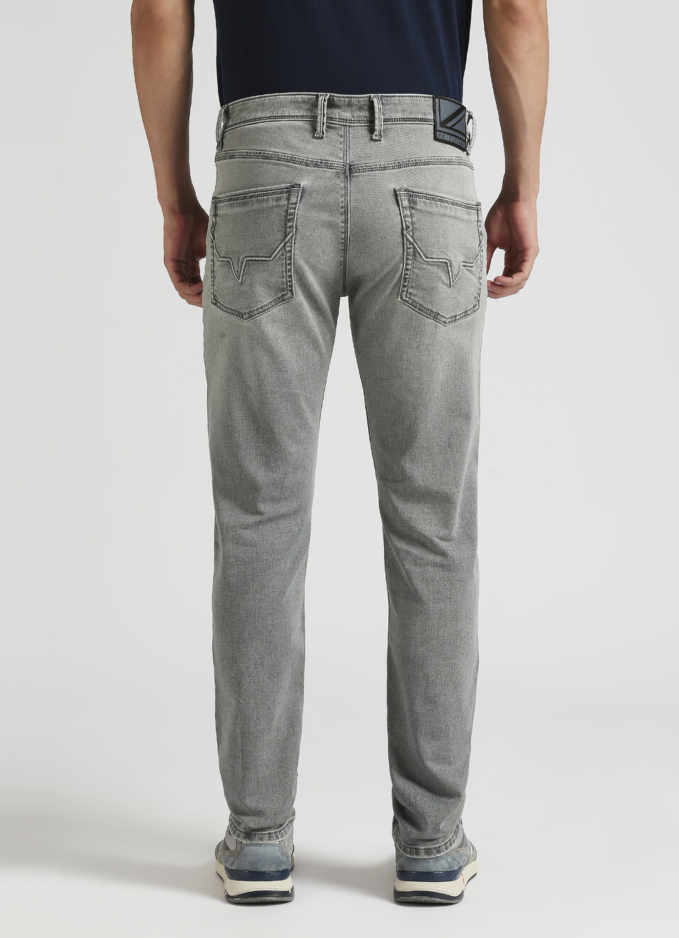 Vapour Grey Low Rise Tapered Gymindigo Jeans, , large image number 1