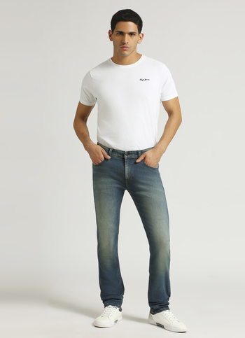 Vapour Dark Blue Mid Rise Slim Fit Powerflex Jeans