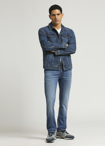 Vapour Blue Mid Rise Slim Fit Powerflex Jeans