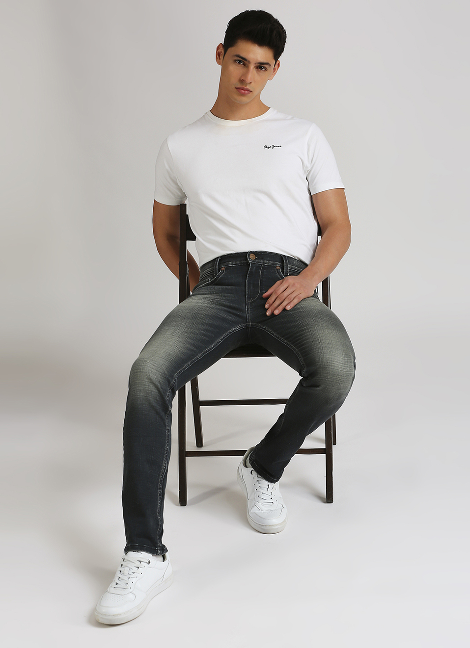 Vapour Dark Grey Mid Rise Slim Fit Jeans, , large image number 1