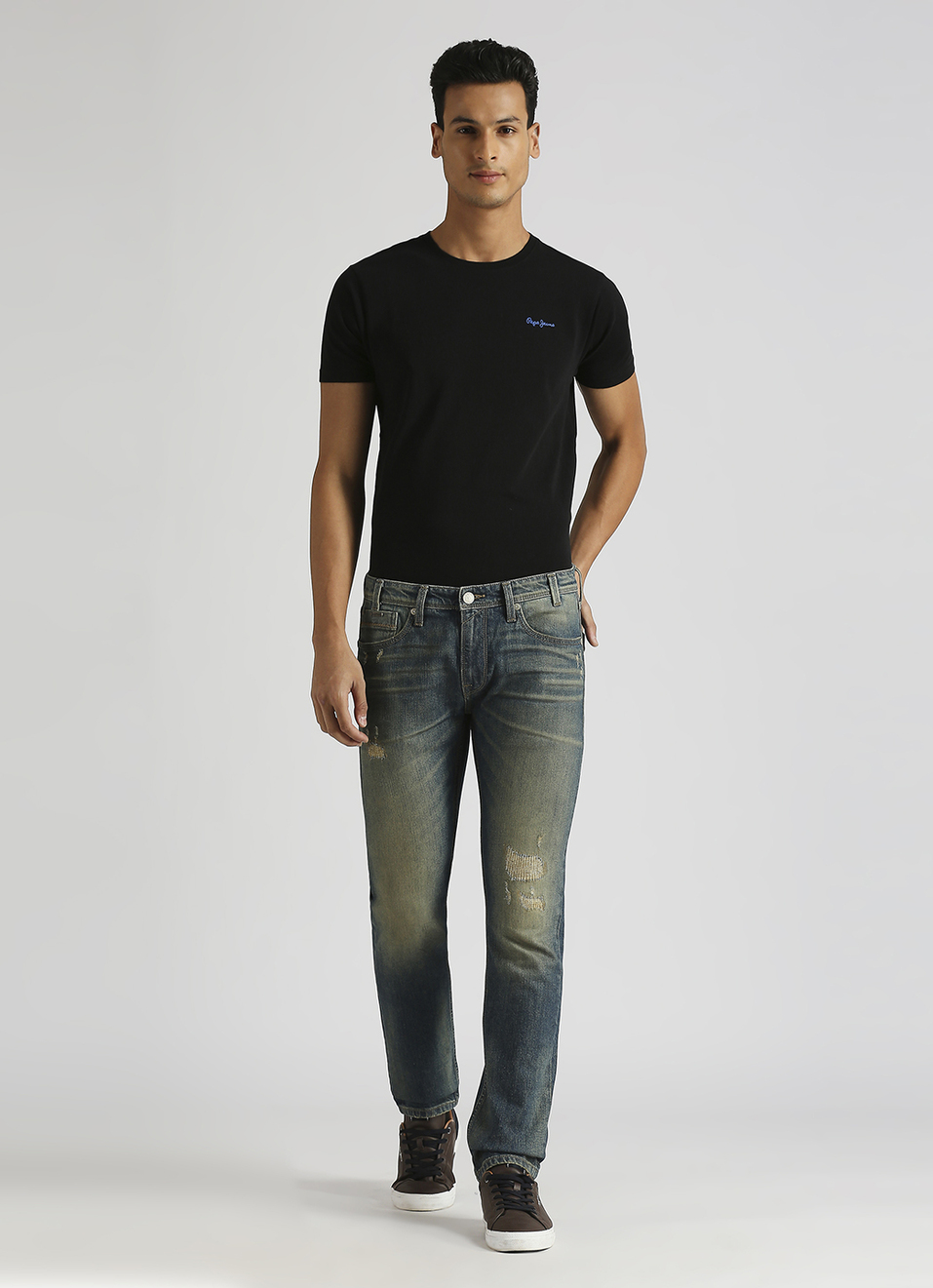 Vapour Vintage Washed Mid Rise Slim Fit Jeans, , large image number 1