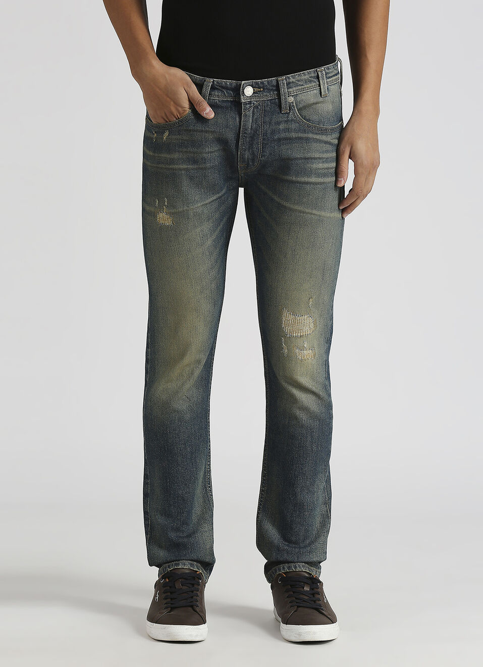 Vapour Vintage Washed Mid Rise Slim Fit Jeans, , large image number 2