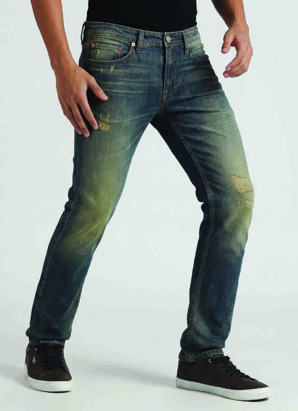 Vapour Vintage Washed Mid Rise Slim Fit Jeans, , large image number 0