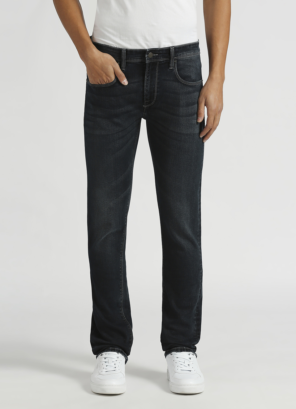 Vapour Dark Blue Mid Rise Slim Fit Jeans, , large image number 2