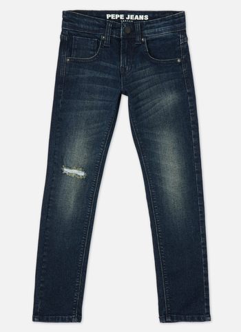 Boys Cash Dark Blue Mid Rise Slim Fit Jeans