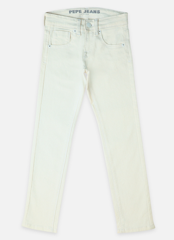Boys Cash White Mid Rise Slim Fit Jeans