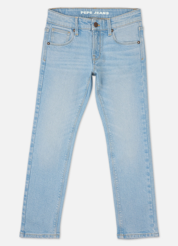 Boys Light Blue Rivet Mid Rise Slim Fit Jeans