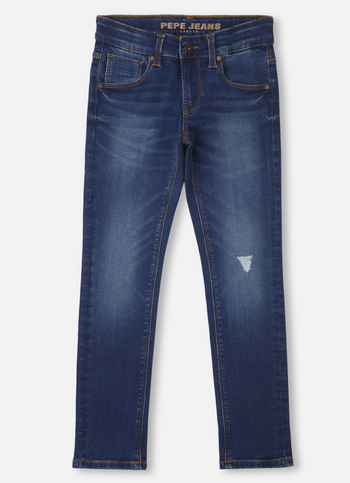 Boys Cash Dark Blue Mid Rise Slim Fit Powerflex Jeans