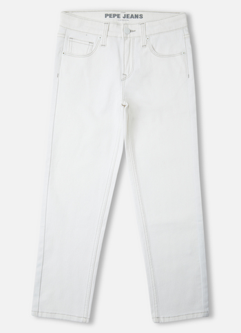 Boys Skater White Mid Rise Slim Fit Jeans