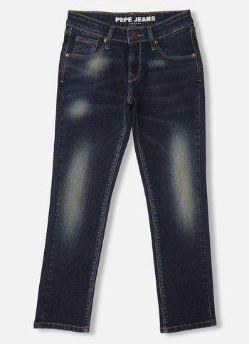 Boys Cash Dark Blue Mid Rise Slim Fit Jeans