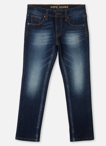 Boys Cash Dark Blue Mid Rise Slim Fit Jeans