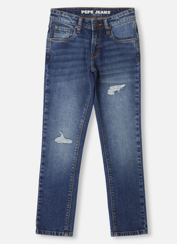 Boys Cash Dark Blue Mid Rise Slim Fit Jeans