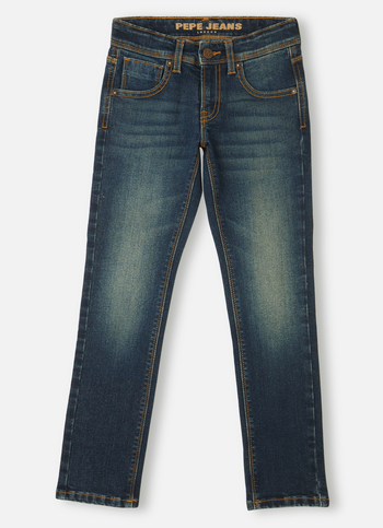 Boys Cash Dark Blue Mid Rise Slim Fit Jeans
