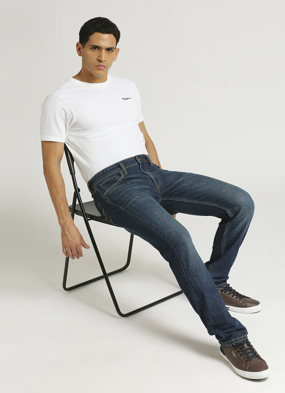 Vapour Dark Blue Mid Rise Slim Fit Jeans, , large image number 1