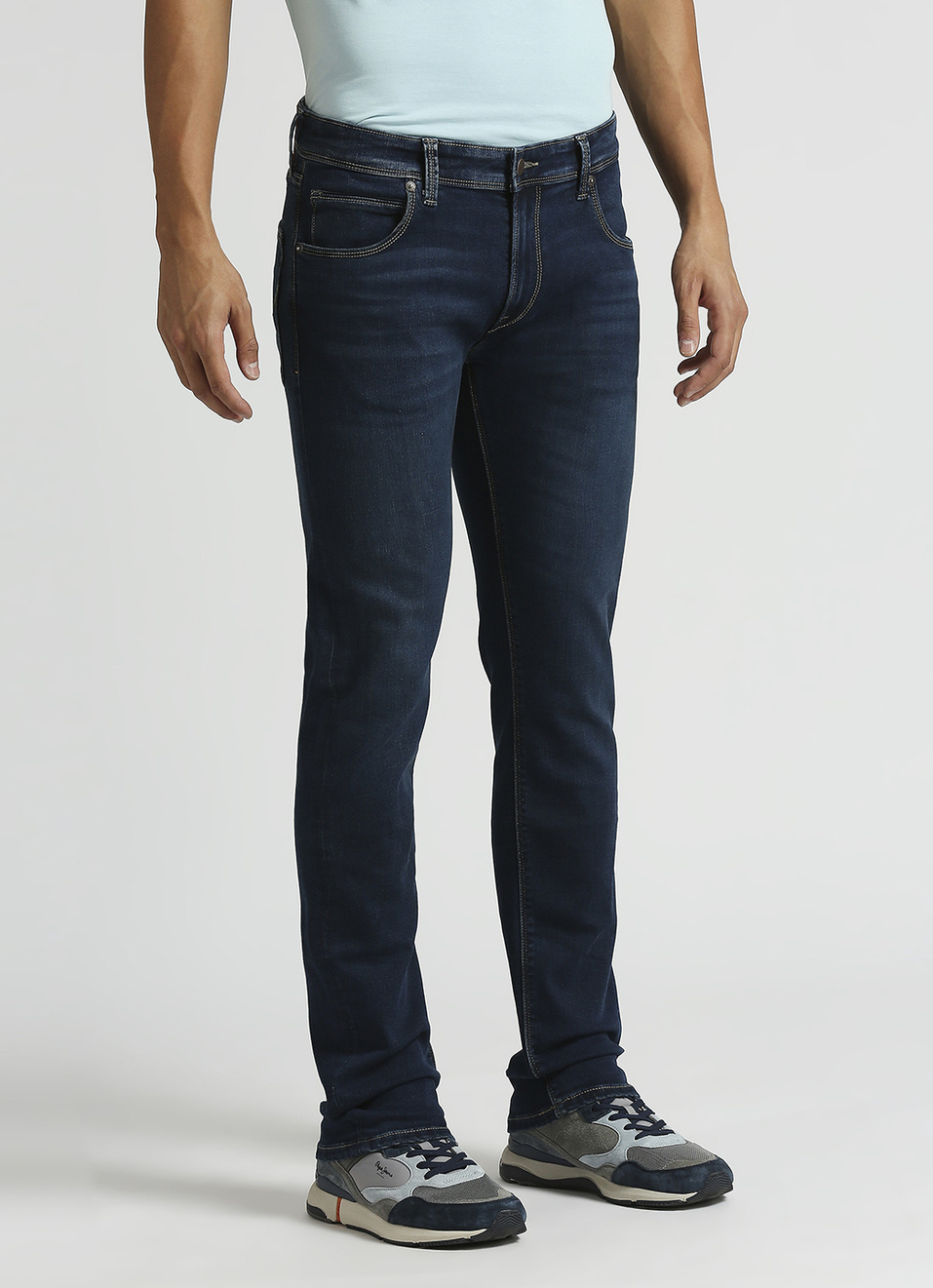 Vapour Dark Blue Mid Rise Slim Fit Jeans, , large image number 4