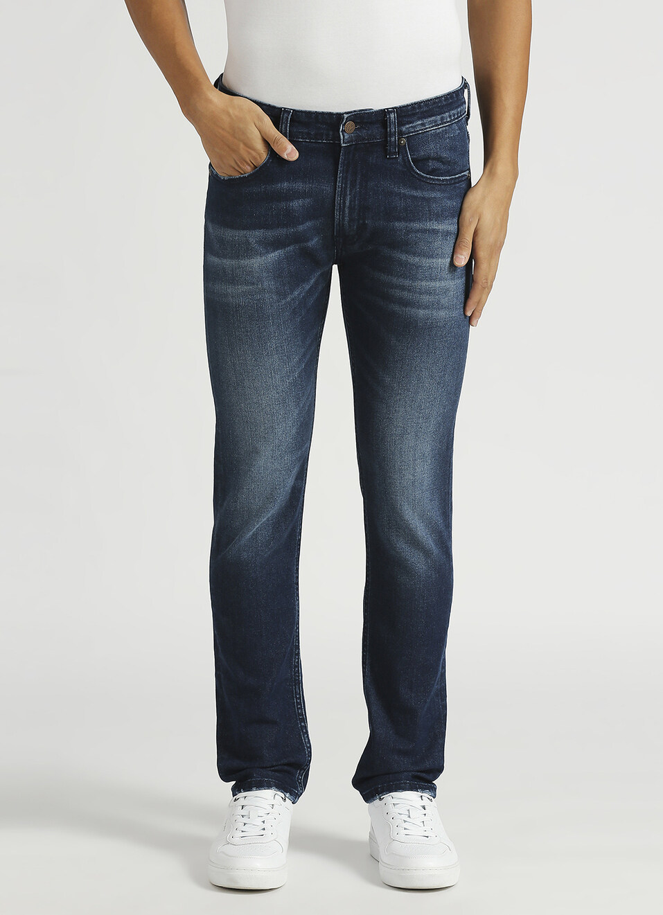 Vapour Dark Blue Low Rise Tapered Jeans, , large image number 2
