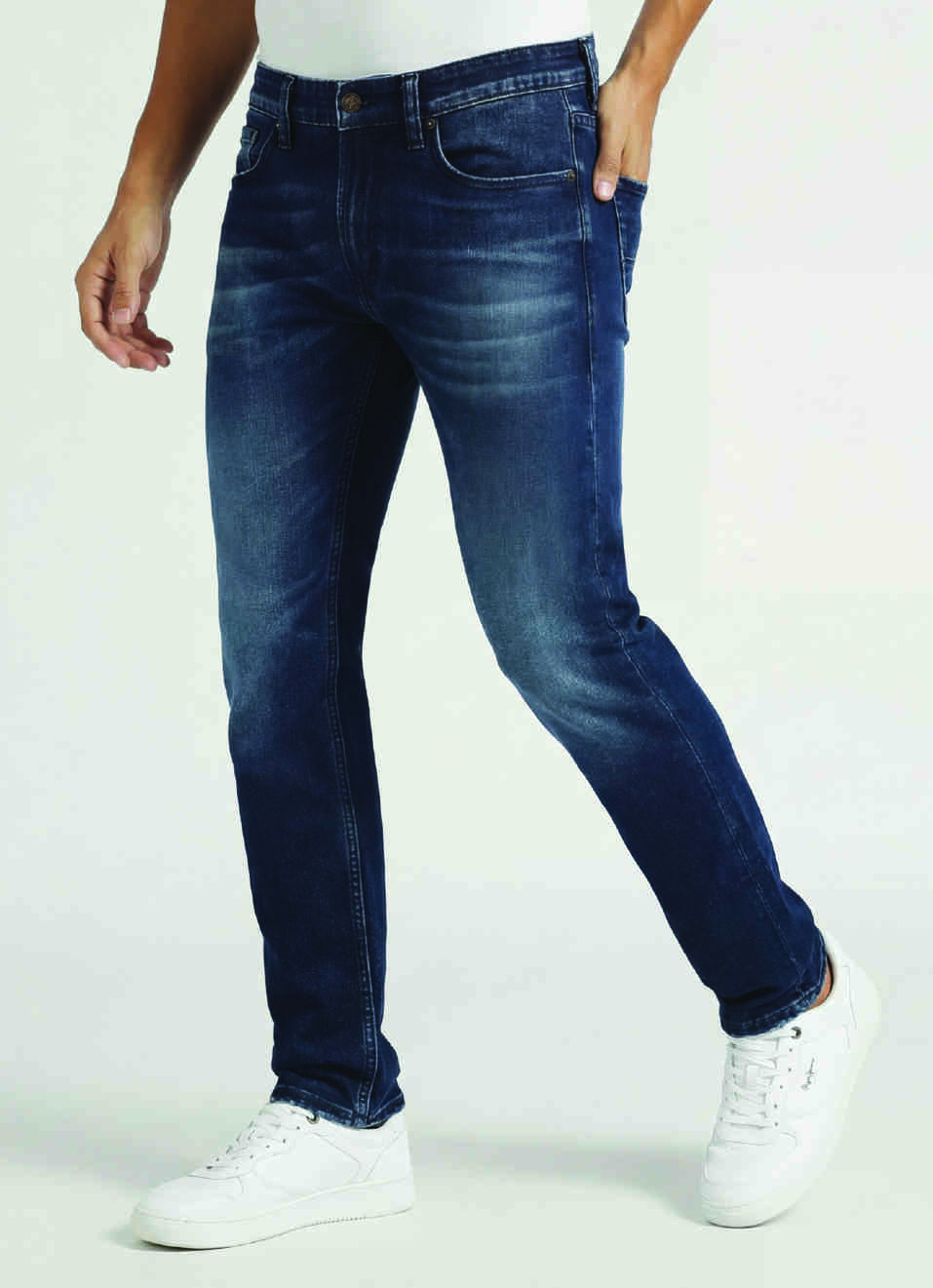 Vapour Dark Blue Low Rise Tapered Jeans, , large image number 0