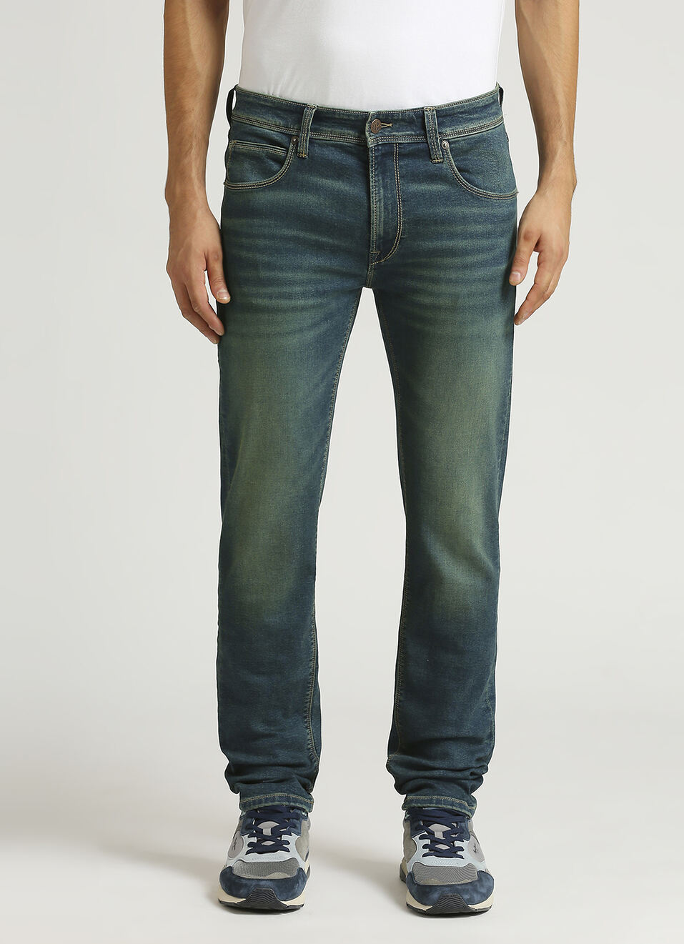 Vapour Dark Blue Low Rise Tapered Jeans, , large image number 2