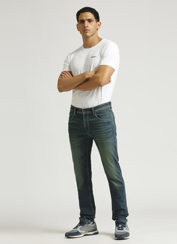 Vapour Dark Blue Low Rise Tapered Jeans