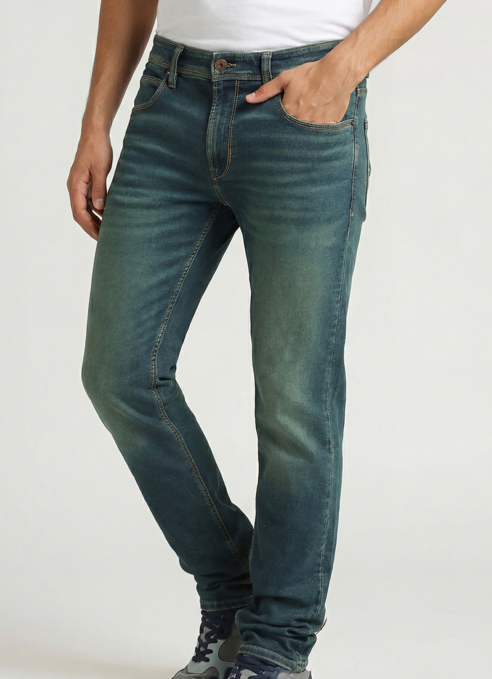 Vapour Dark Blue Low Rise Tapered Jeans, , large image number 0