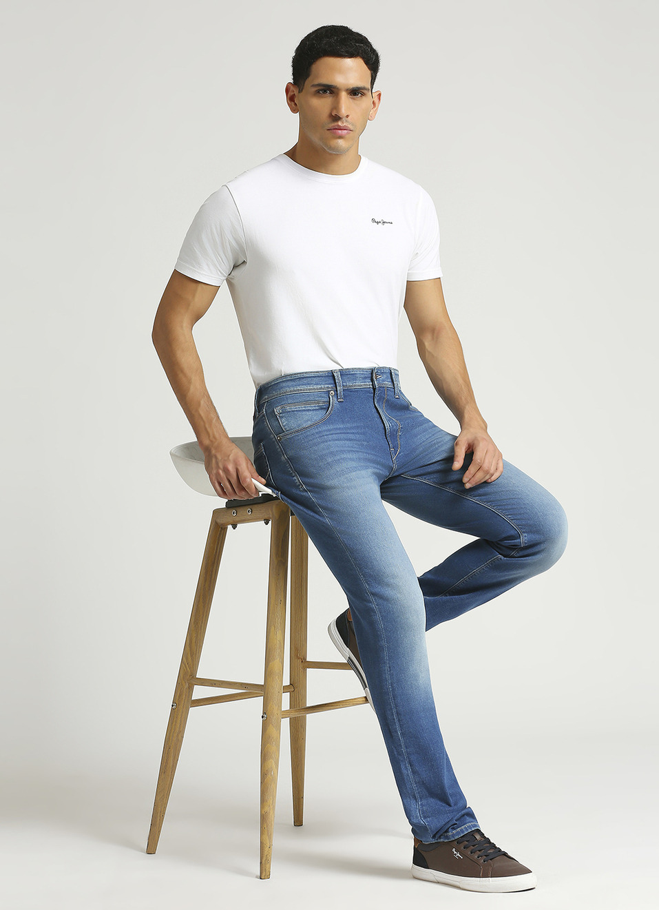 Vapour Blue Mid Rise Slim Fit Jeans, , large image number 1