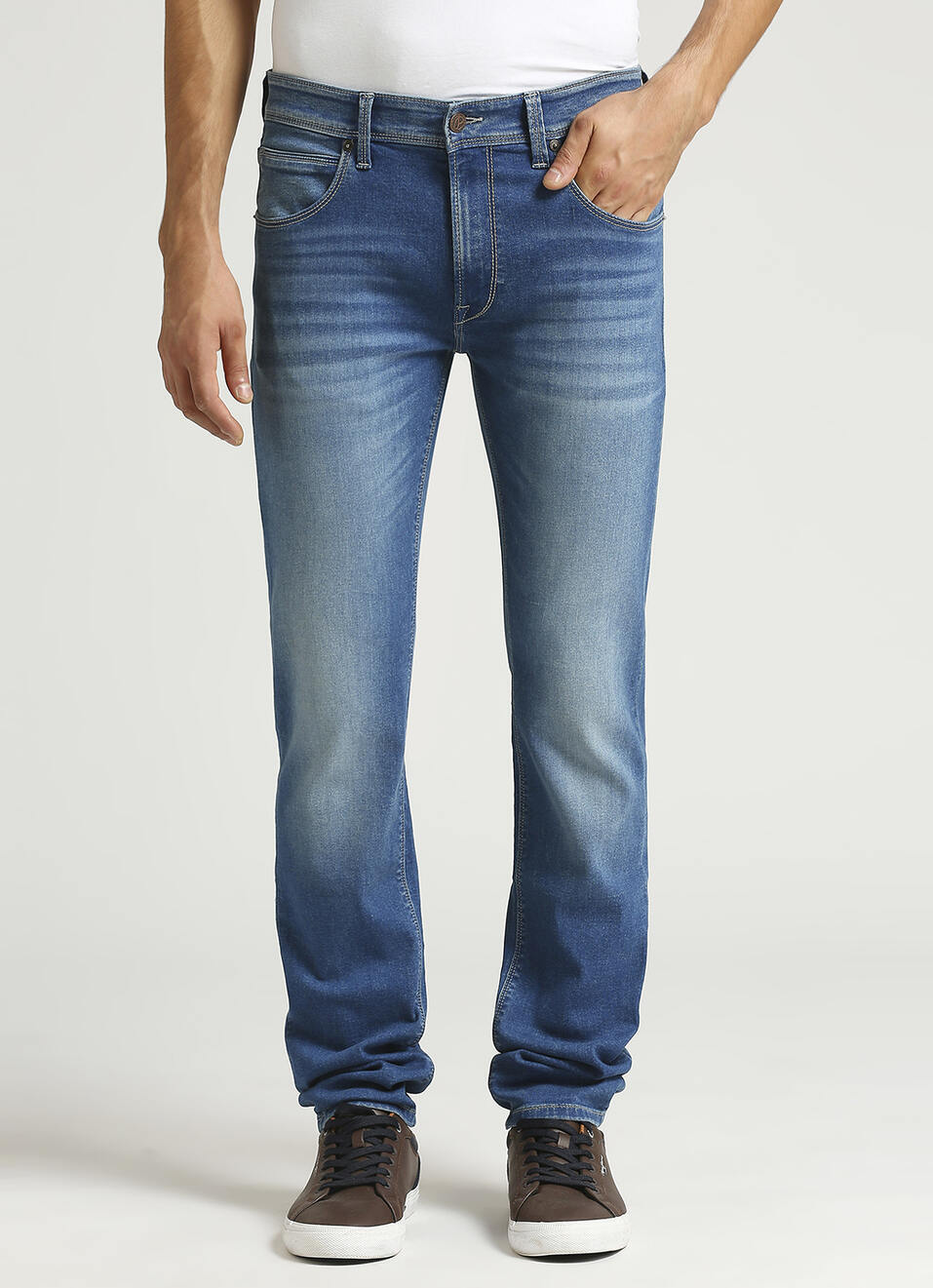 Vapour Blue Mid Rise Slim Fit Jeans, , large image number 2