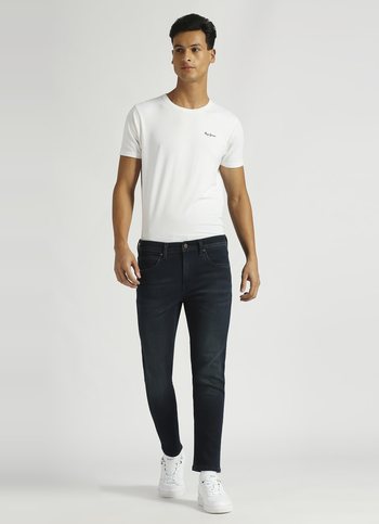 Chinox Dark Blue Mid Rise Skinny Fit Knitted Gymindigo Jeans