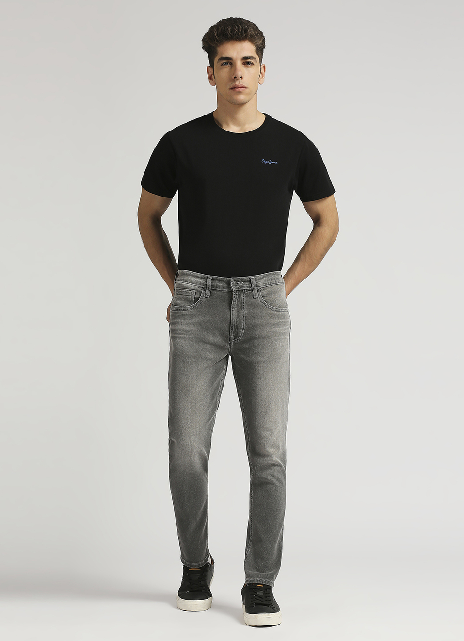 Chinox Grey Mid Rise Ankle Jeans, , large image number 1